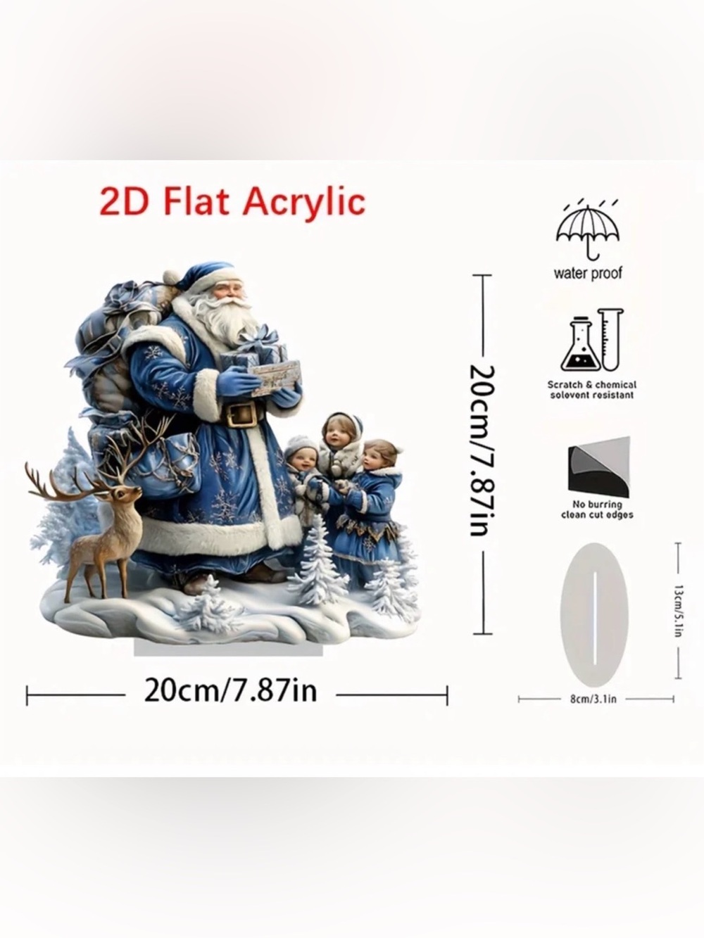 *BUY NOW* Nordic-Style Blue Santa Claus Acrylic Decor - 2D - Picture 2 of 2